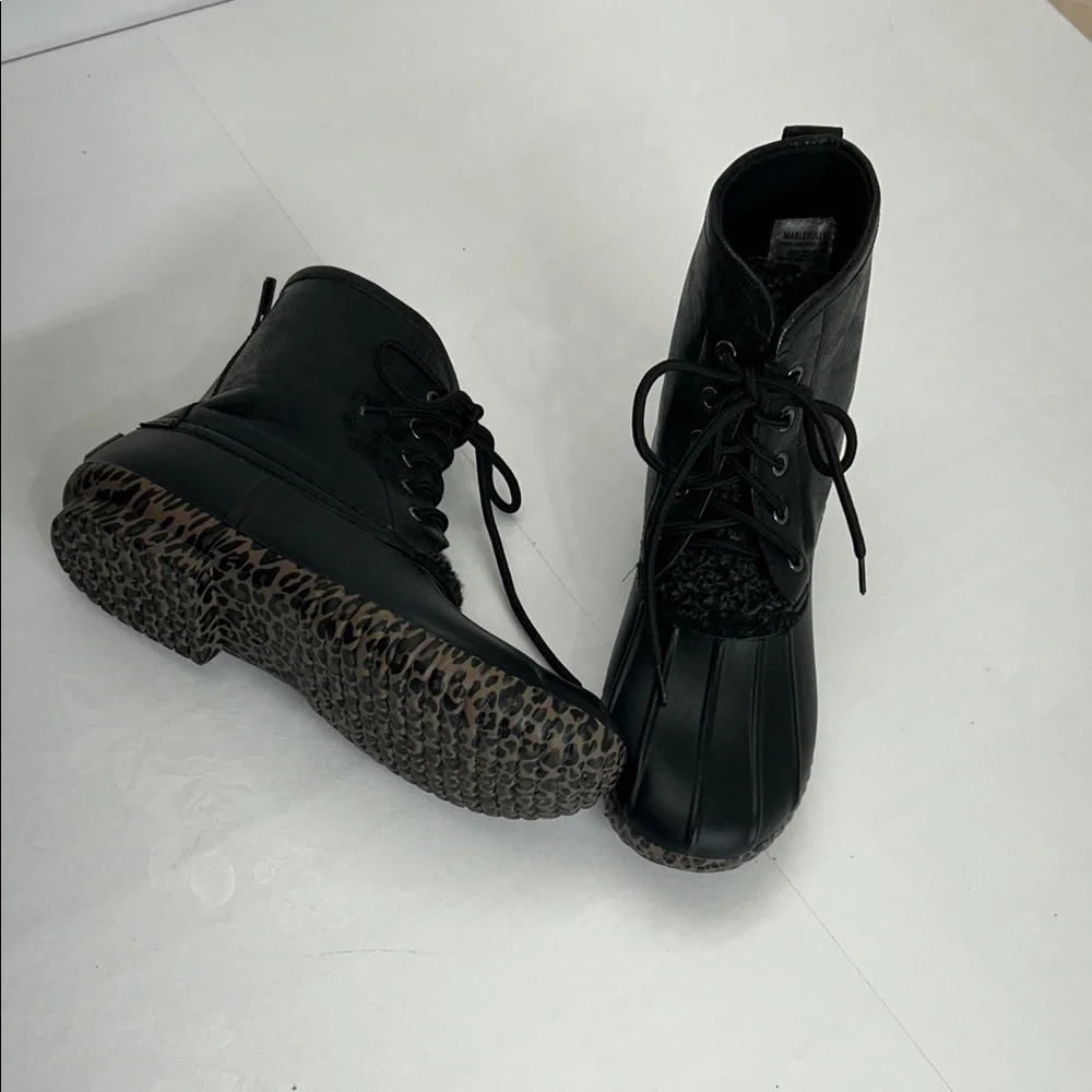 Marleylylli Black Women's Lace-Up Boots